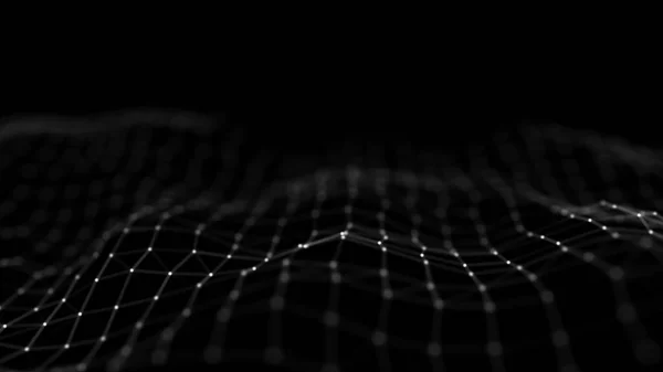 Волна Волна Частиц Аннотация Black Geometric Background Большая Визуализация Данных — стоковое фото