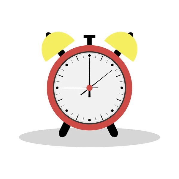 Icono rojo despertador. Ilustración plana. La silueta del reloj . — Vector de stock