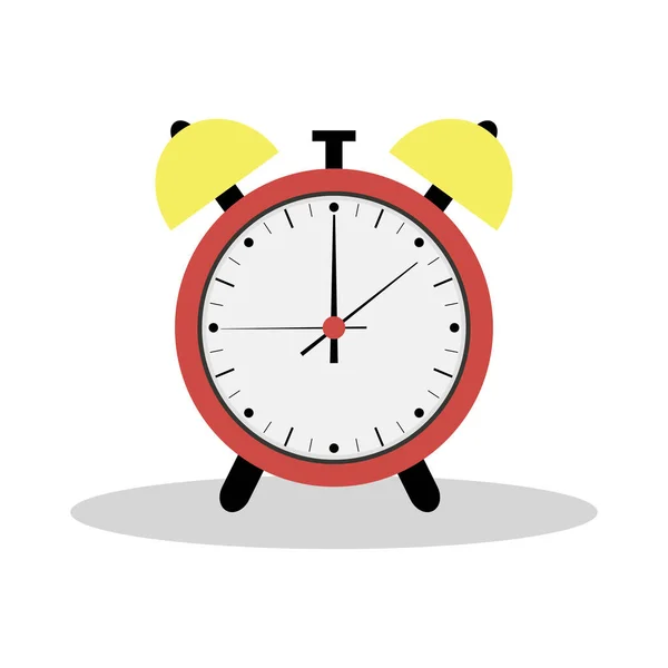 Icono rojo despertador. Ilustración plana. La silueta del reloj . — Archivo Imágenes Vectoriales