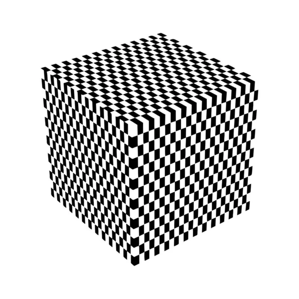 Cubo Ilusión Óptica Tablero Ajedrez Ilusiones Abstractas Blanco Negro Patrón — Archivo Imágenes Vectoriales