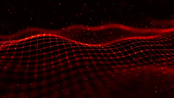 Анотація Вогняного Фону Динамічною Хвилею Хвиля Частинок Футуристичні Технології Пожежні — стокове фото