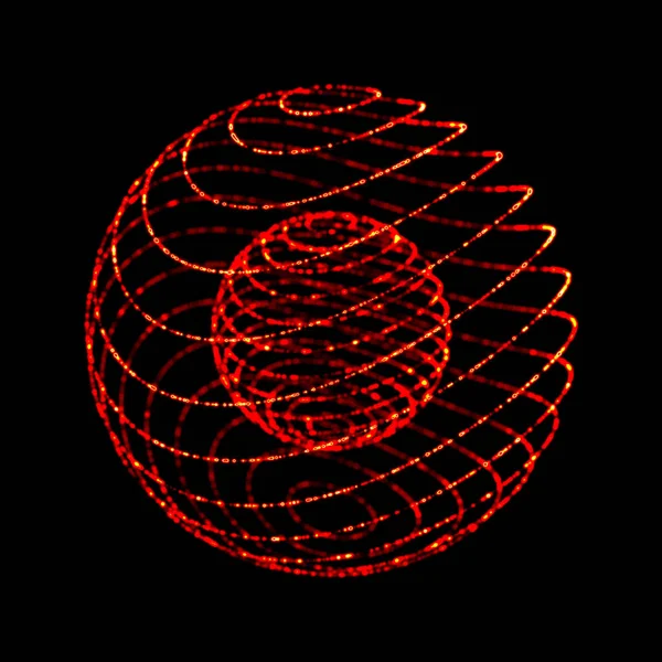 Boule Étincelante Boule Feu Sphère Rouge Abstrait Faite Points Style — Photo