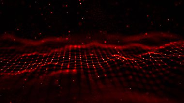 Dinamik bir dalga ile soyut ateş arkaplanı. Parçacık dalgası. Gelecekçi Teknoloji. Uçan kıvılcımlar. 3d oluşturma.