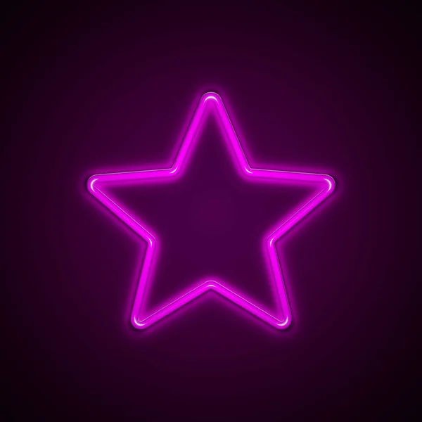 Neonowa Gwiazda Świecąca Gwiazda Projekt Światła Neonowego Renderowanie — Zdjęcie stockowe