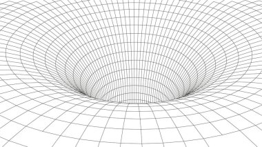Tünel ya da solucan deliği. Dijital 3D kablo çerçeveli tünel. Üç boyutlu tünel ızgarası. Ağ siber teknolojisi. Sürrealizm.