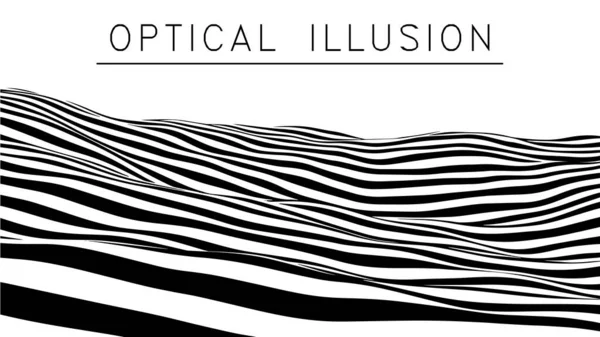 Onda Ilusión Óptica Ilusiones Abstractas Blanco Negro Patrón Rayas Líneas — Vector de stock