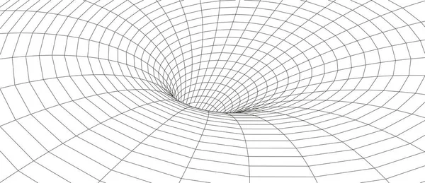 Tunnel Oder Wurmloch Digitaler Drahtgittertunnel Tunnelraster Netzwerktechnologie Surrealismus Hintergrund Abstraktes — Stockvektor