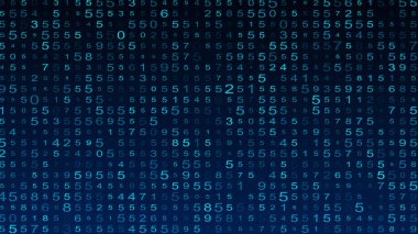 Dijital arkaplan mavi matrisi. Matris arka planı. İkili bilgisayar kodu. Hacker kodlama konsepti. 3B görüntüleme.