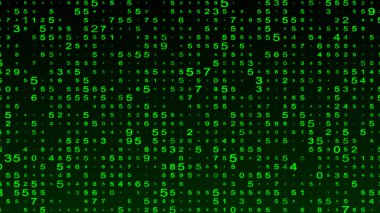 Dijital arkaplan yeşil matrisi. Matris arka planı. İkili bilgisayar kodu. Hacker kodlama konsepti. 3B görüntüleme.