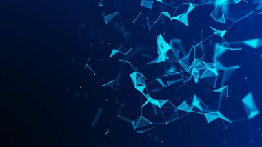 Ağ bağlantısı yapısı. Bileşikli büyük veri kompleksi. Soyut mavi dijital arkaplan. Bilim geçmişi. 3B görüntüleme.