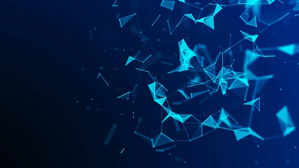 ネットワーク接続構造 化合物とのビッグデータ複合体 抽象的な青のデジタル背景 科学的背景 3Dレンダリング — ストック写真