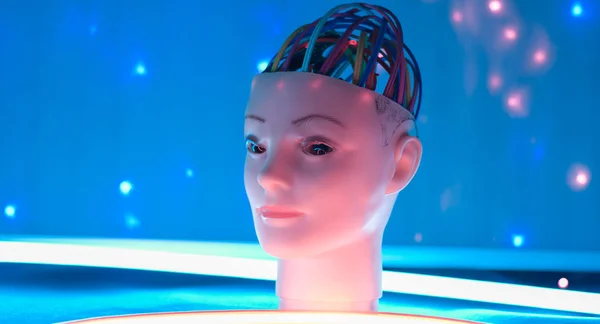 Cabeza Robot Humanoide Concepto Inteligencia Artificial — Foto de Stock