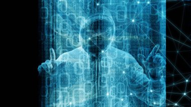 Tehlikeli bilgisayar casusluk soyut şekiller ikili sayılar