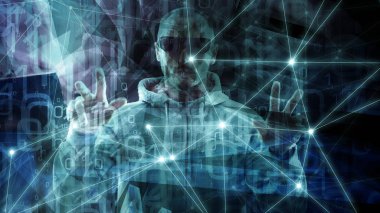 Siber uzay arka plan konsepti, bilgisayar bulutu büyük veri analitiği