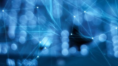 Bokeh soyut arka plan. Küresel iş veya dijital dünya nokta