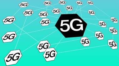 Cep telefonu yüksek veri hızı 5g ağ vektör simgesi