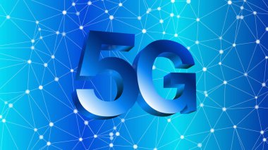 Hızlı hızlı internet sinyali 5g ağ, vektör 3d sembolü