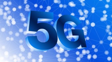 İletişim teknolojisi vektör illüstrasyon, 5g 3d sembolü