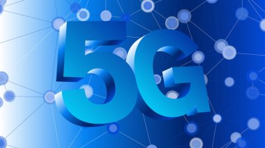 Soyut üçgenler şekiller ve 5g teknolojisinin 3d sembolü