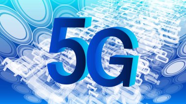 Yeni teknoloji 5g, siber uzay arka plan ikili kod vektör kaos