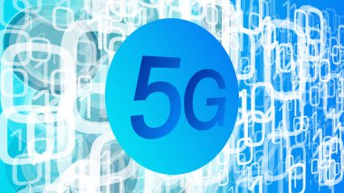 Mobil ve kablosuz teknoloji 5g yeni nesil, bilgisayar teknolojisi fon, ikili kod vektör kavramı