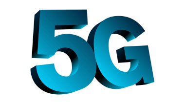 5g mobil simgesi, beyaz arka plan üzerinde 3d vektör