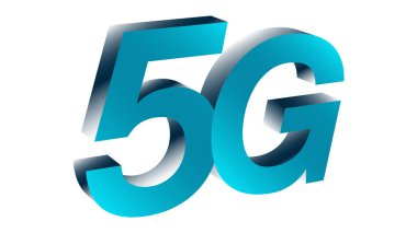 Kablosuz 5G teknoloji vektörü 3D tasarım işareti