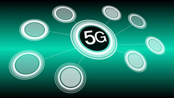 Transferencia digital móvil nueva tecnología de alta velocidad, red celular 5G — Vector de stock