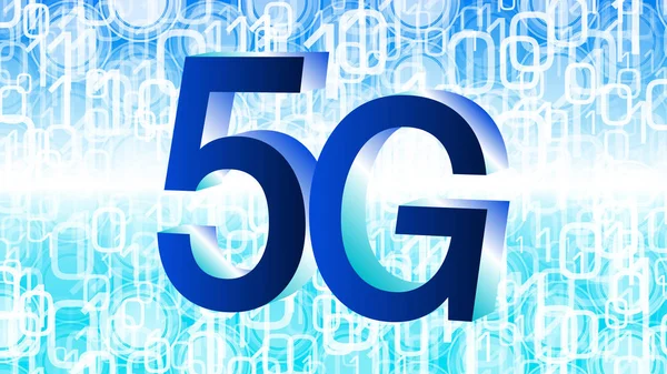 5G - última generación de comunicaciones móviles celulares, código binario vector abstracto — Vector de stock