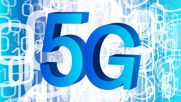 Nuevo estándar en la red inalámbrica de la tecnología 5G, flujo de código binario, transformación digital del vector del big data — Vector de stock