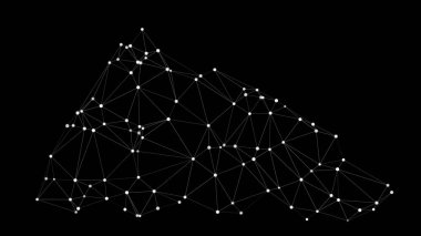 Geometrik vektör noktalar ve çizgiler kaos, siyah arka plan