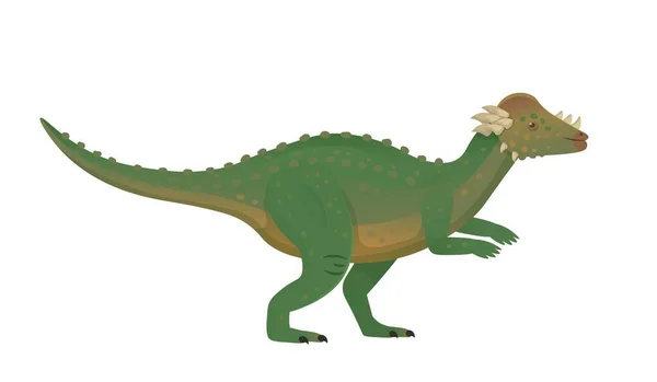 Pachycephalosaurus Green Dinosaur Vector Cartoon Dinosaur — Διανυσματικό Αρχείο