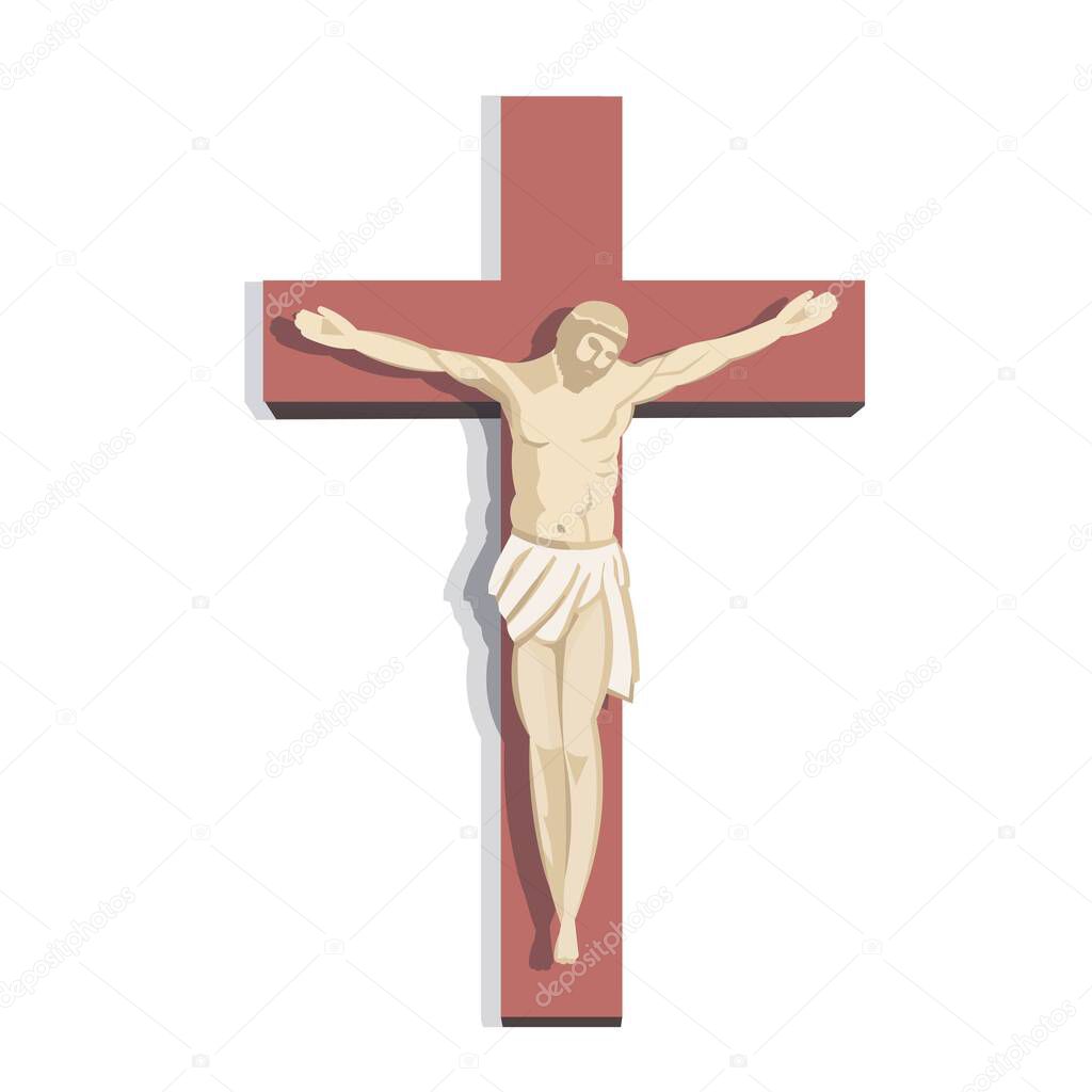  Jesus on the cross. Cartoon vector illustration