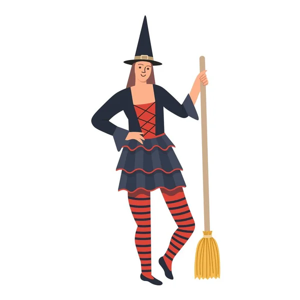 Bruxa Personagem Desenhos Animados Halloween Traje Halloween Ilustração Vetorial — Vetor de Stock