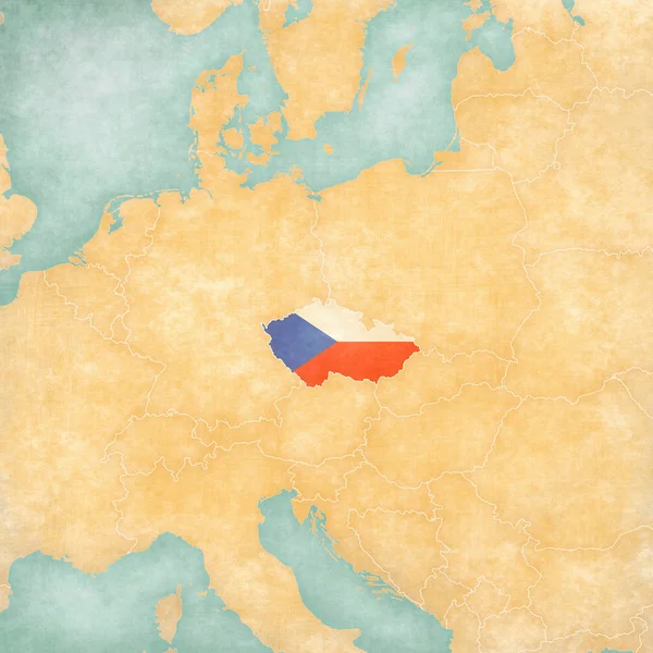 Die Tschechische Republik Tschechische Flagge Auf Der Karte Mitteleuropas Soft — Stockfoto