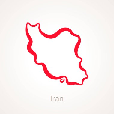Iran Haritası Anahat kırmızı çizgi ile işaretlenmiş.