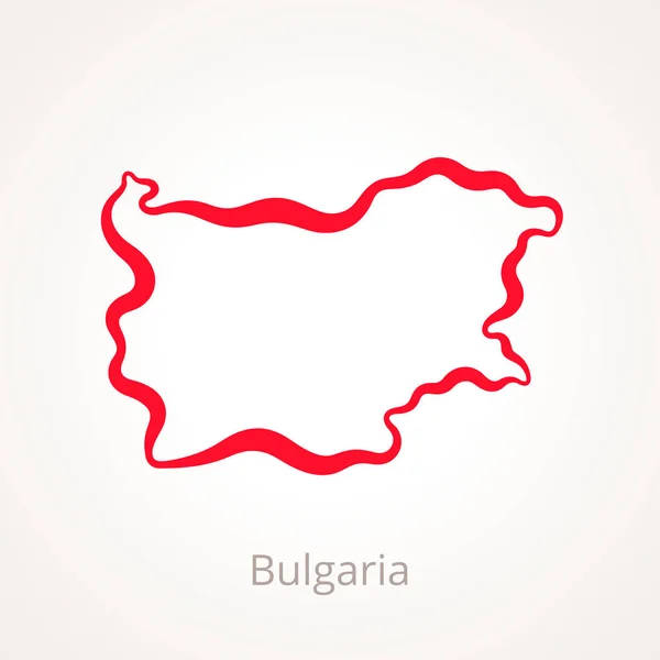 Mappa Schematica Della Bulgaria Contrassegnata Con Linea Rossa — Vettoriale Stock