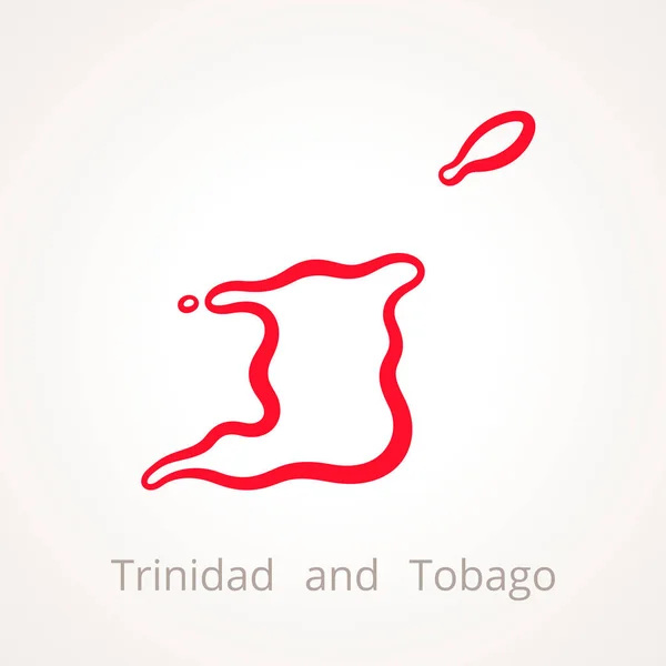 Trinidad Tobago Obrys Mapy Označené Červenou Čárou — Stockový vektor