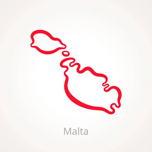 Umrisskarte Von Malta Mit Roter Linie Markiert — Stockvektor