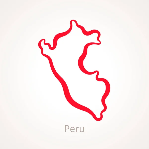 赤い線でマークされているペルーの概要地図 — ストックベクタ