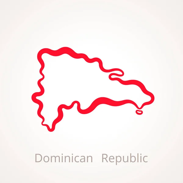 Objeví Obrys Mapy Dominikánské Republiky Označená Červenou Čárou — Stockový vektor