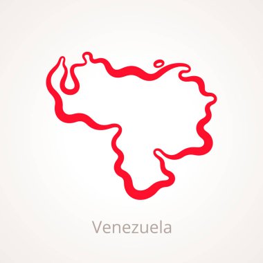 Venezuela Haritası Anahat kırmızı çizgi ile işaretlenmiş.