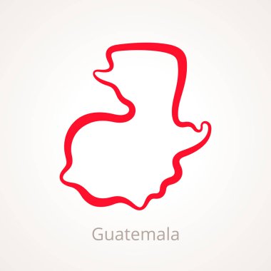 Guatemala Haritası Anahat kırmızı çizgi ile işaretlenmiş.