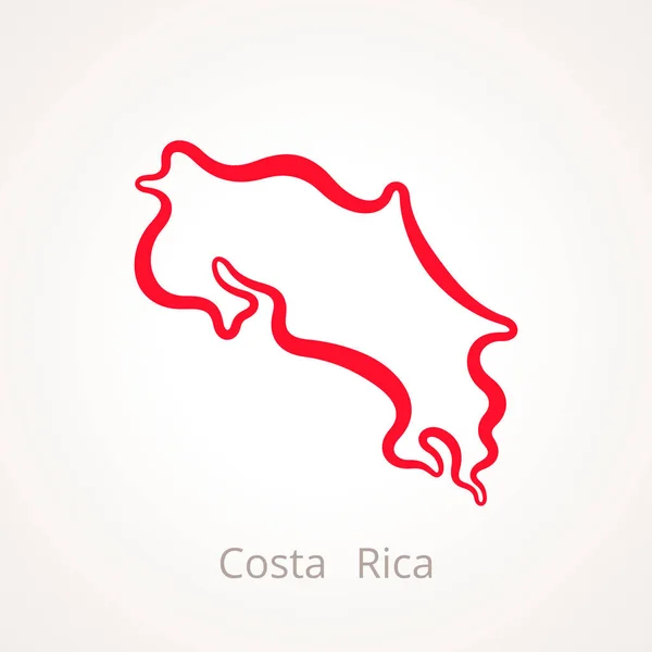 Mapa Esboço Costa Rica Marcado Com Linha Vermelha —  Vetores de Stock