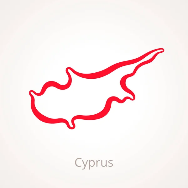 Outline Map Cyprus Marked Red Line — Stock Vector