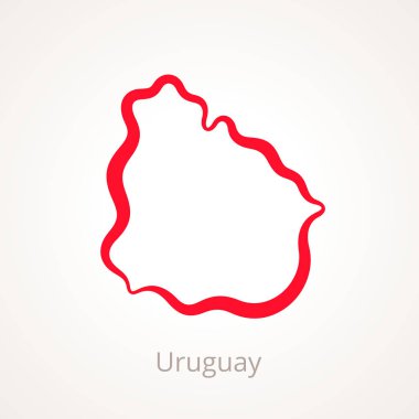 Uruguay Haritası Anahat kırmızı çizgi ile işaretlenmiş.