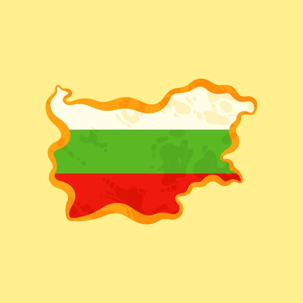 Mapa Bulgária Colorido Com Bandeira Búlgara Marcado Com Linha Dourada — Vetor de Stock