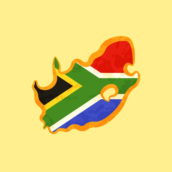 Kaart Van Zuid Afrika Met Zuid Afrikaanse Vlag Gekleurd Gemarkeerd — Stockvector