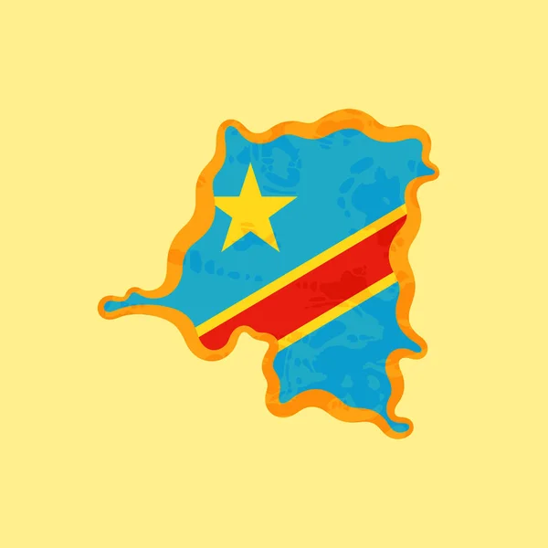 Mapa Congo Coloreado Con Bandera Congoleña Marcado Con Línea Oro — Vector de stock