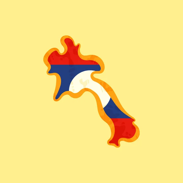 Mapa Laos Colorido Com Bandeira Laos Marcado Com Linha Dourada — Vetor de Stock